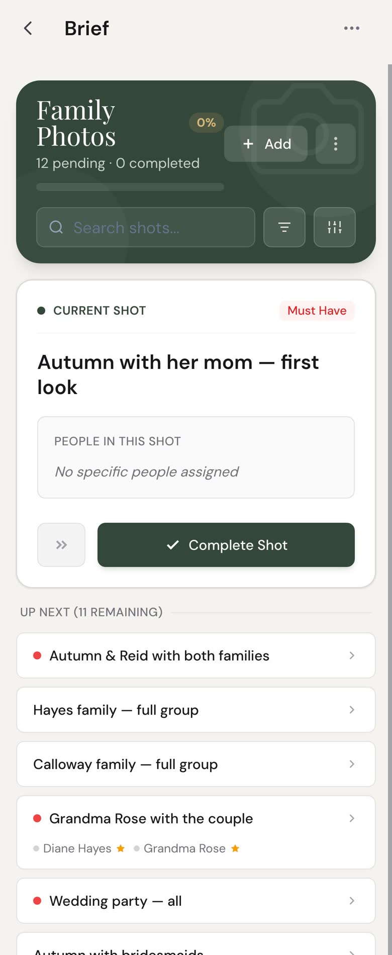 Family photos checklist