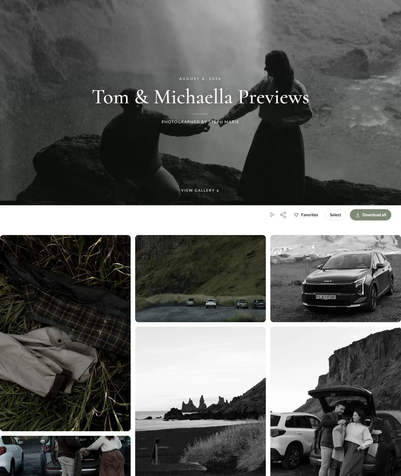 A live FOCL gallery — cover, favorites, downloads and the photo grid