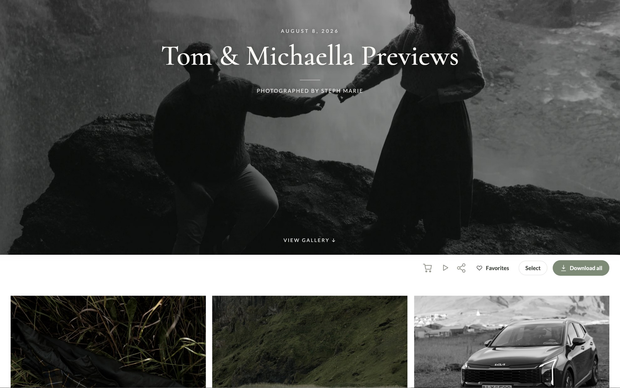 A live FOCL gallery — the cover, favorites and downloads, and the photo grid